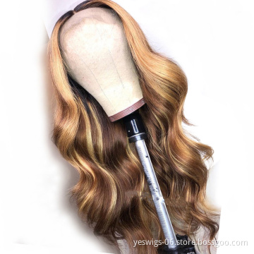 New Arrival Highlight 613 Blonde Ombre Color HD Lace Front Wig Bleached Knots Raw Indian Cuticle Aligned Virgin Human Hair Wigs